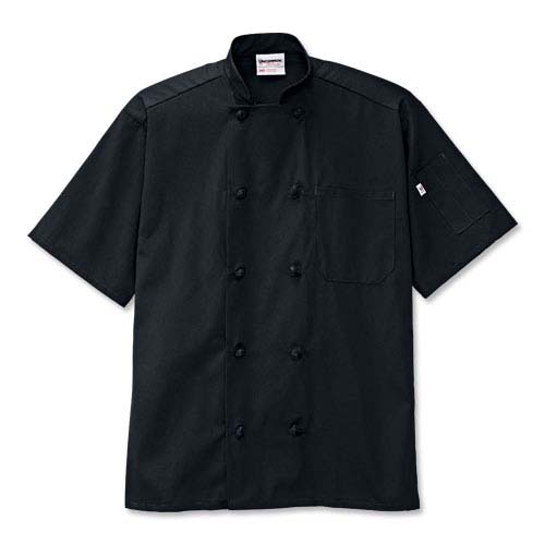 Short-Sleeve Knot-Button Chef Coat
