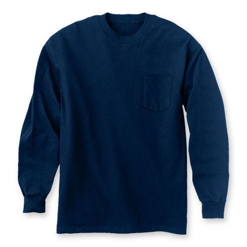 100% Ultra Cotton® or Cotton Blend Long-Sleeve T With Pocket